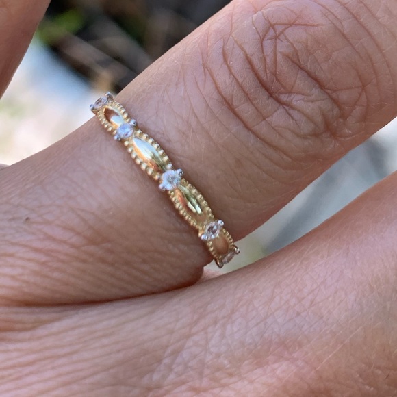 Jewelry - 14k Gold dainty Wedding Band Stackable CZ Ring